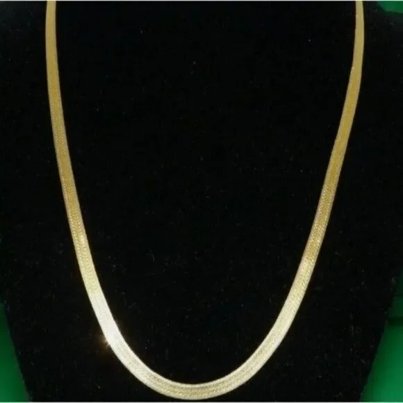 14kt stamped gold Bonded chain herringbone necklace 24 inch length feminine tre…