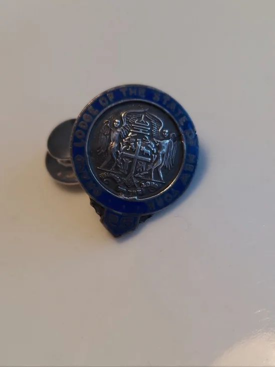 Grand Lodge of the State of NY Masonic Pin Enamel Sterling Silver Vintage Rare!