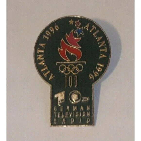 10 ZDF German Television Radio Olympic Pin 1996 Atlanta Enamel Lapel Tack 100 yr