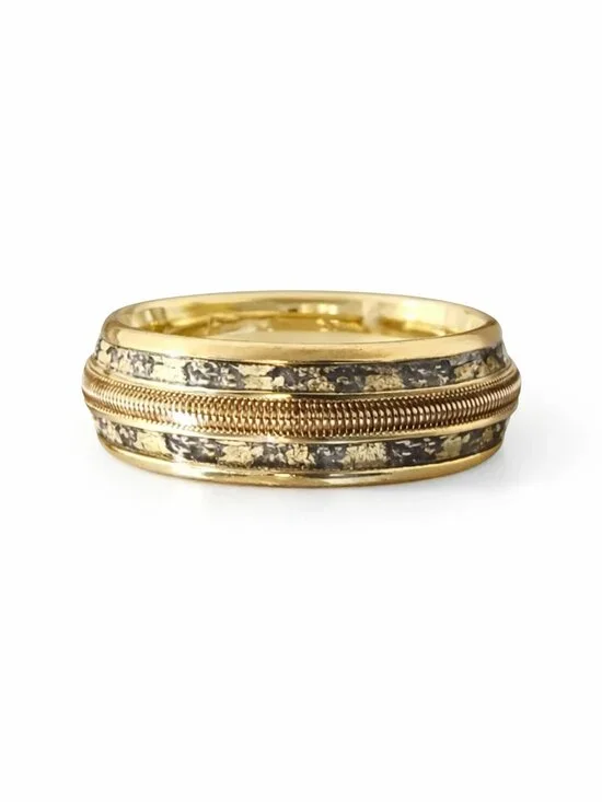Size 12 Gold Stainless Steel - Celestial Starry Night Inlay 8mm Band