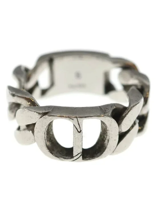 Dior CD Icon Chain Link Signature Ring Silver