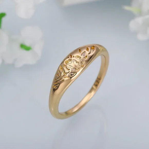 😍Gold Plated Flower Carved Unique Fashion Vintage Ring for Women, L032