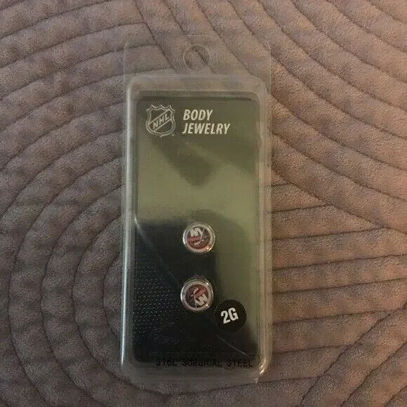 New York Islanders NEW Size 2 Gauge Surgical Steel Plugs NHL Hockey Jewelry