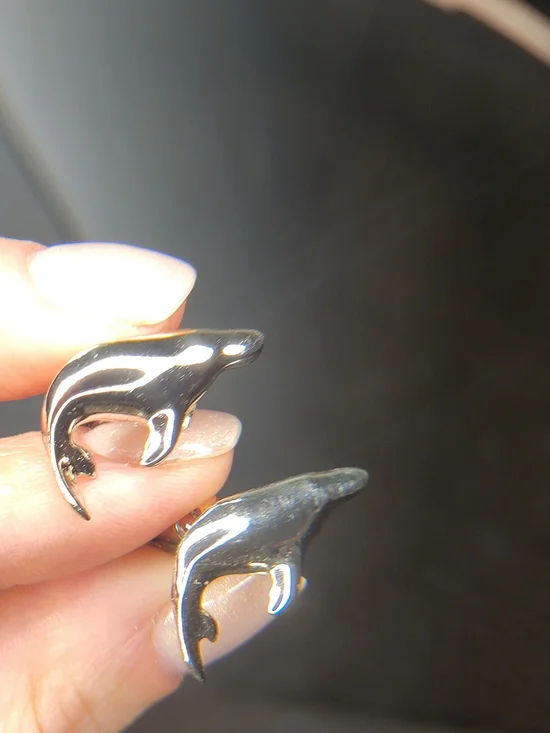 Vintage Christian Dior Silver Tone Whale Cufflinks