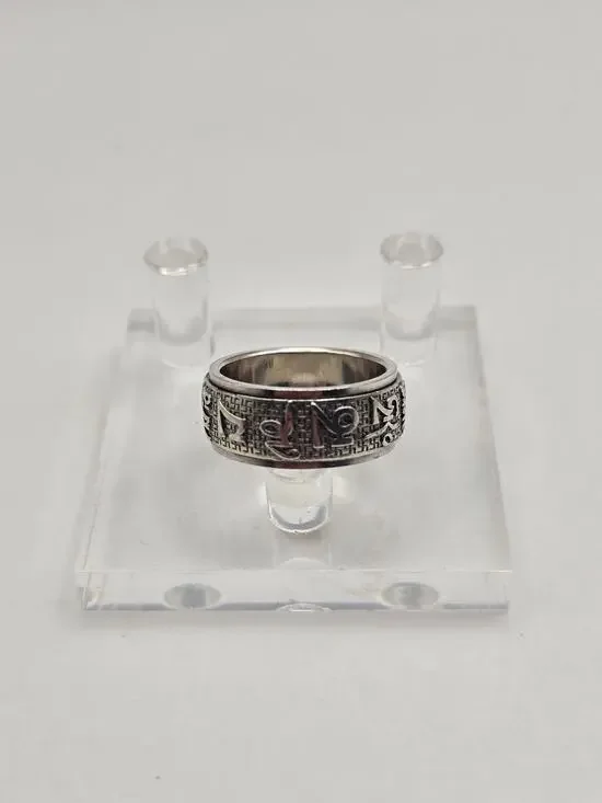 Spinner Mantra Ring 10mm Wide Silver Rotating Band