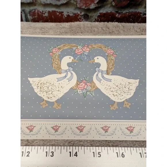 Vintage Borden Country Geese Wallpaper Border Blue Polka Dot Floral 2 Rolls