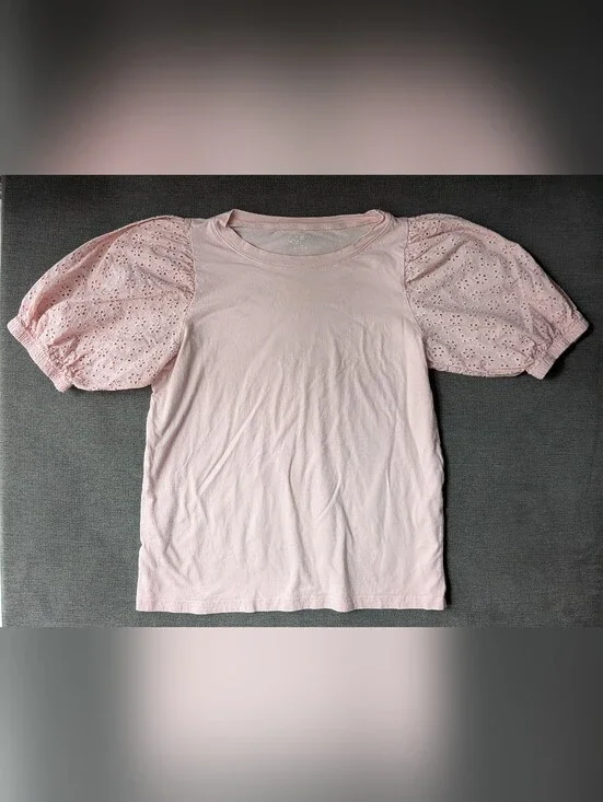 LOFT puff sleeve top with eyelet detail