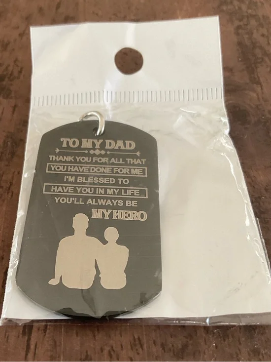 To My Dad My Hero Dog Tag Keychain New