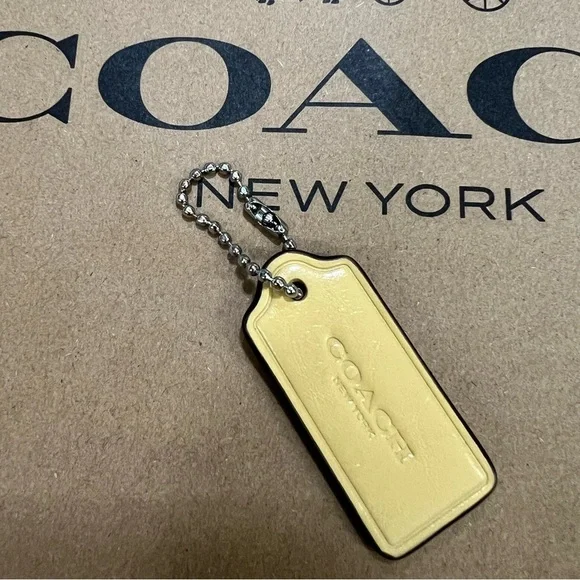 Coach Yellow Leather Tag Key & Card Holder with Ball-Chain