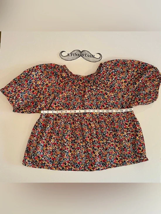 Old Navy Multicolor Floral Puff Sleeve Babydoll Blouse Sz L