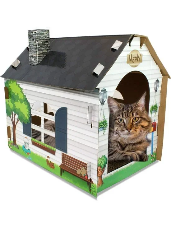 Cozy Cat House Hideaway Playhouse with Scratching Pad - 19