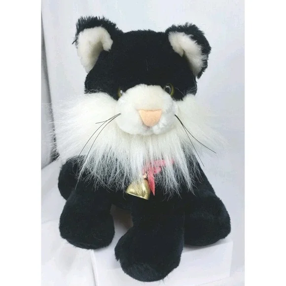 Vintage Radio Shack Tuxedo Cat Plush AM Radio Black White 1980s Retro 9