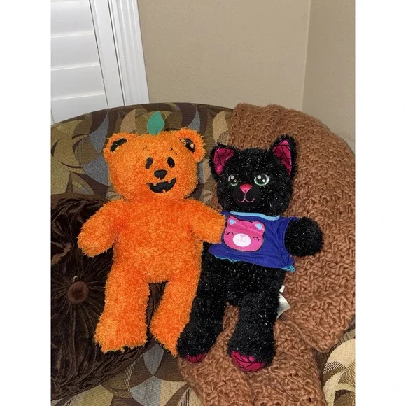 Build‎ A Bear Halloween Jack O Lantern Pumpkin Bear Plush Orange And Nightly Cat