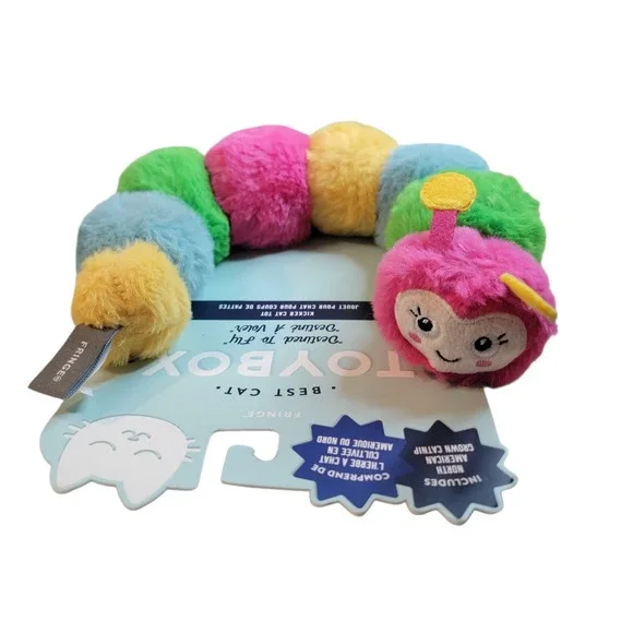 Caterpillar Cat Kicker Toy Fringed‎ Destined To Fly  OS Multi NEW Catnip Crinkle