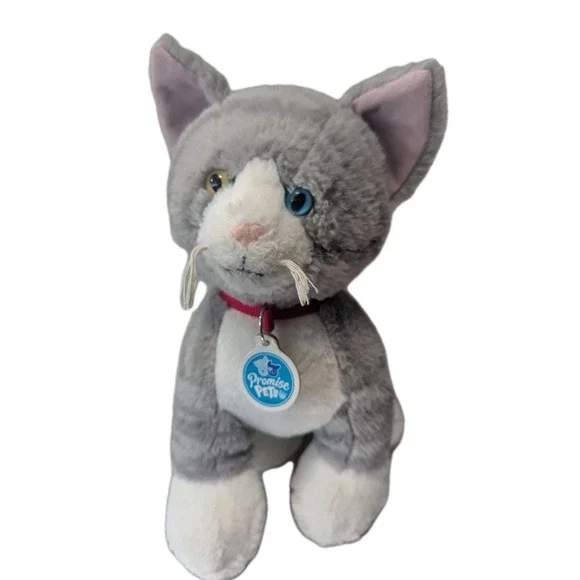 Build-A-Bear Workshop Promise Pets Grey &‎ White Cat Plush Heterochromia Eyes