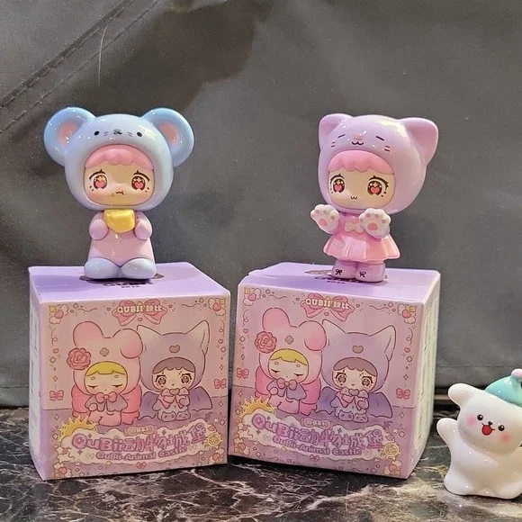 QUBII Animal Castle Daylight Series Figurine Mouse & Cat Costume PVC Set of 2