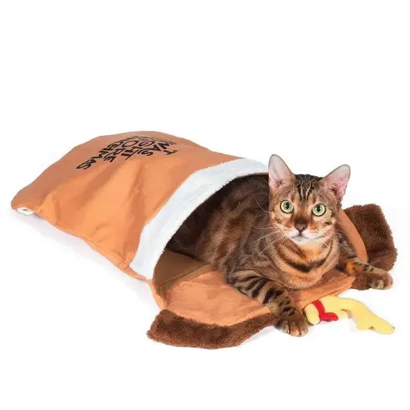 The Grinch Max Cat Tunnel‎ Hiding Toy Brown Crinkle Thrash Plush Pocket New