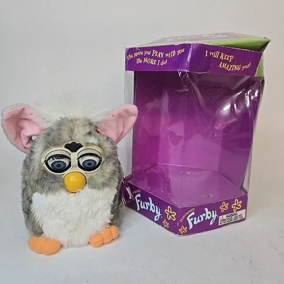 Vintage 1998 Furby Church Mouse G 1 Blotched Gray Brown Fur Tags Rare