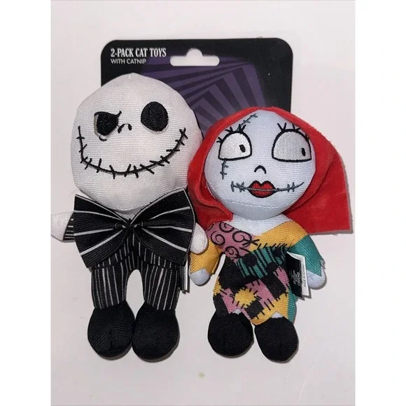 Disney Nightmare Before Christmas Jack & Sally Catnip Plush Cat Toys 2-Pack NEW