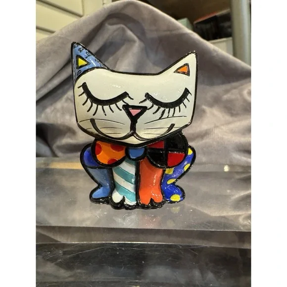 Romero Britto Mini Cat Sugar 3D‎ Figure 14072 Rare Retired 2010 Collectible