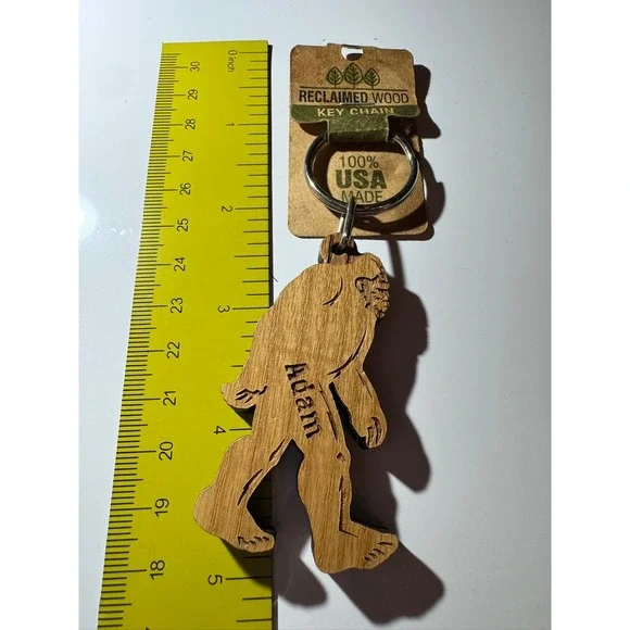Wayne Carver Reclaimed Wood Bigfoot Keychain Adam Lake Crescent USA Made