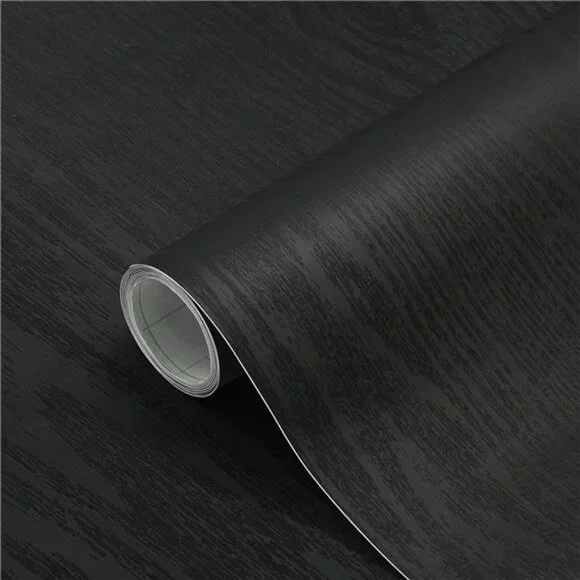 Black Grain Wood Textured Wallpaper Vinyl Film Self Adhesive Wall Paper16