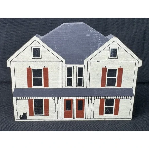 VTG 1986 Cat's Meow Village Wooden Keepsake The Canal Company Roscoe Village