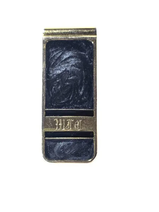 Vintage Money Clip Engraved Detailing Monogrammed Initials 