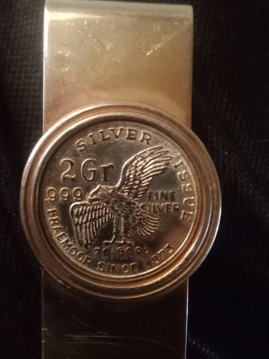 999. 2 GR Silver Eagle Money Clip - Silver Tone