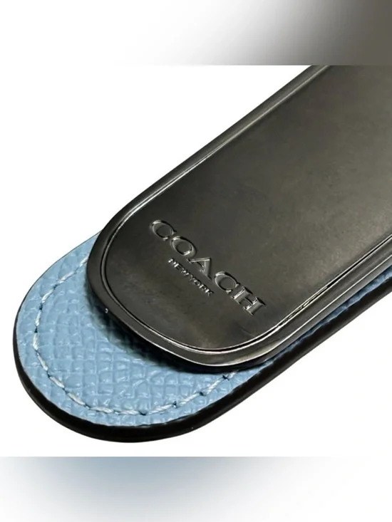 Coach Light Blue Leather Money Clip NWOT