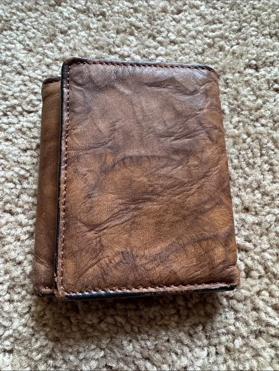 Classic Brown Leather Tri-Fold Wallet - Men's Accessory