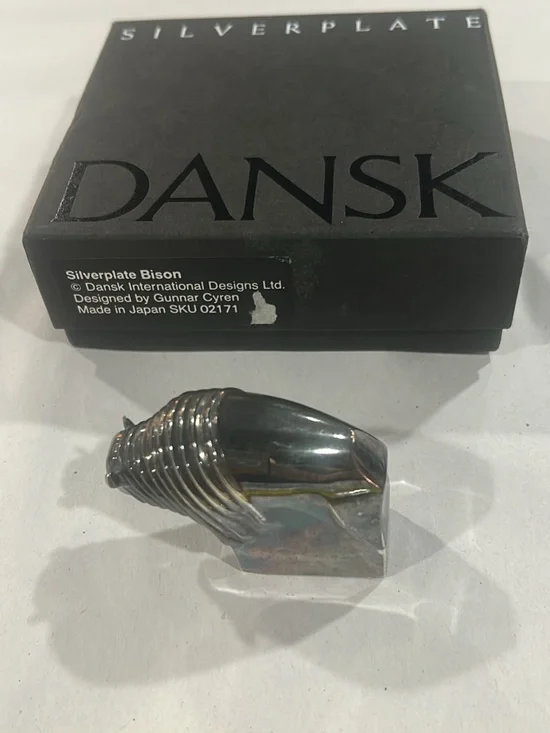 Dansk Silverplate Bison Sculpture - Silver Tone