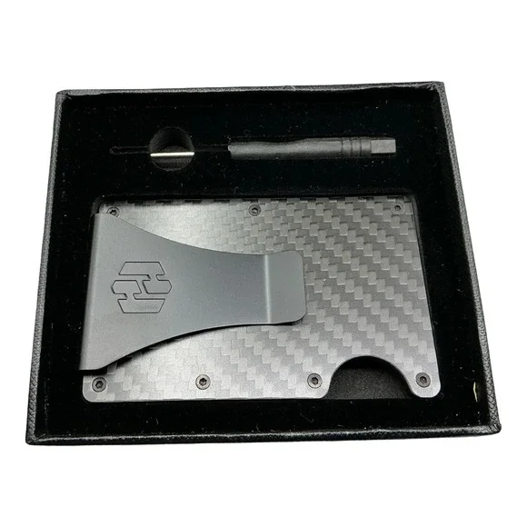 Hayvenhurst Mens Slim Carbon Fiber Wallet RFID Blocking Money Clip Black