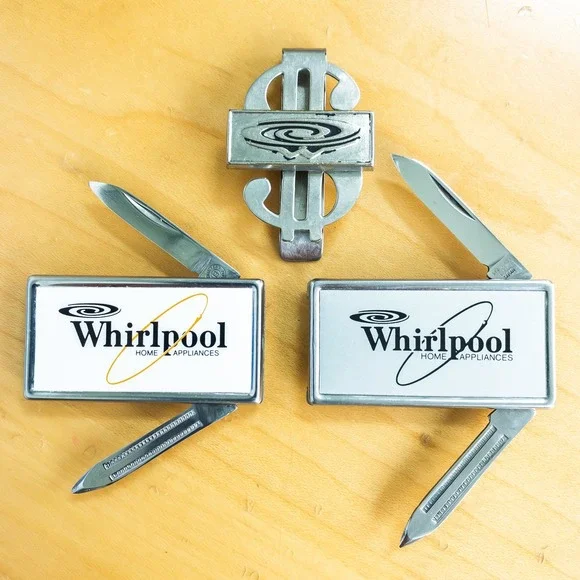 Vintage Whirlpool Corporate Money Clips & Knife Set Multi Tool Stainless Steel