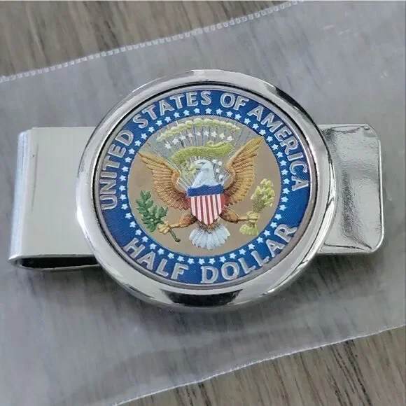 American Coin Treasures Money Clip Presidential Seal Half Dollar Coin in Color