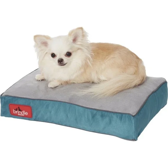 Brindle Shredded Memory Foam Pet Bed Blue Grey Orthopedic 17x11x3 Small Dog Cat