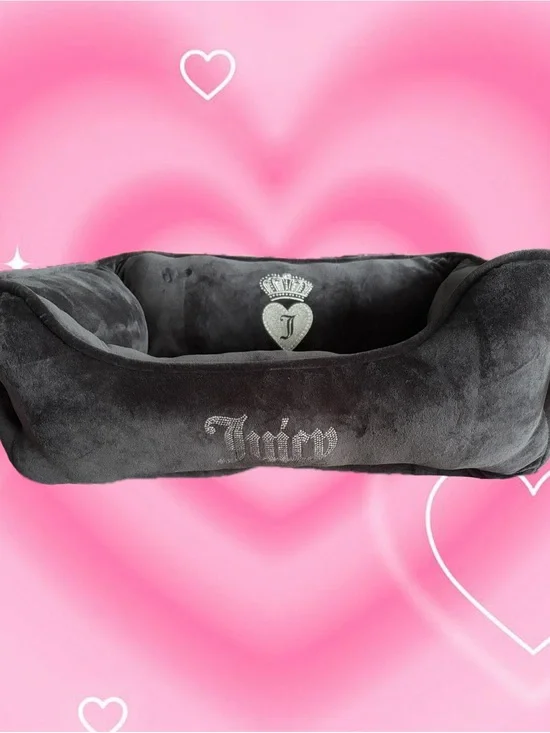 NWT Juicy Couture Black Crown Velour Pet Bed