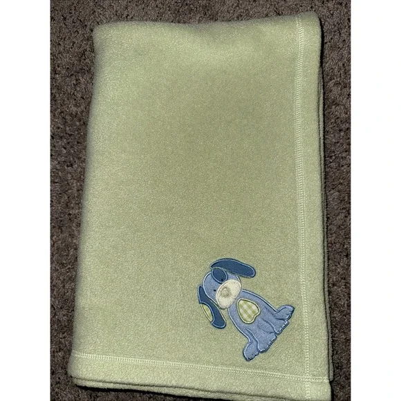 Vtg‎ Pottery Barn Baby Blanket Puppy Green 40