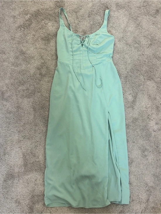 Abercrombie & Fitch Mint/Sage Green Lace-Up Midi Dress