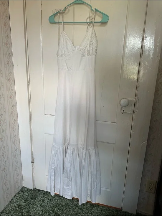 Abercrombie & Fitch White Tie-Shoulder Maxi Dress