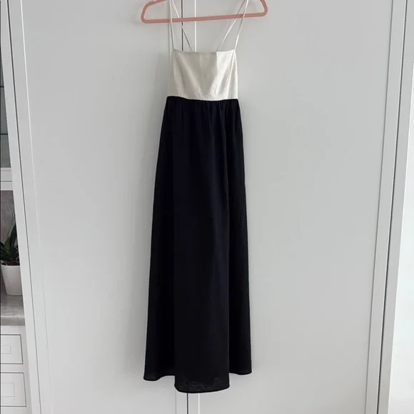 Linen Black and White Maxi Dress