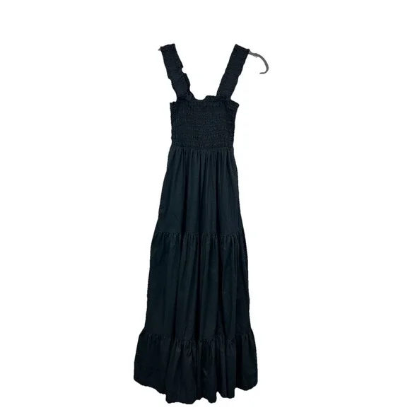 Abercrombie &‎ Fitch Smocked Maxi Dress Black XSP Tiered Cottagecore Coquette