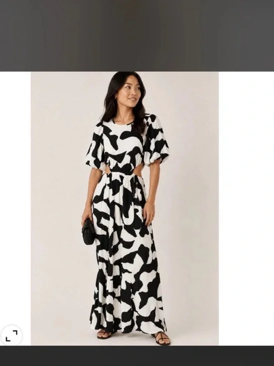 Abercrombie and Fitch Black & White Cutout Maxi Dress