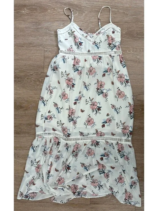 Abercrombie & Fitch Cream Floral Maxi Dress Size Small