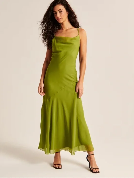 NWT Abercrombie & Fitch Olive Green Slip Maxi Dress Size Small / Tall