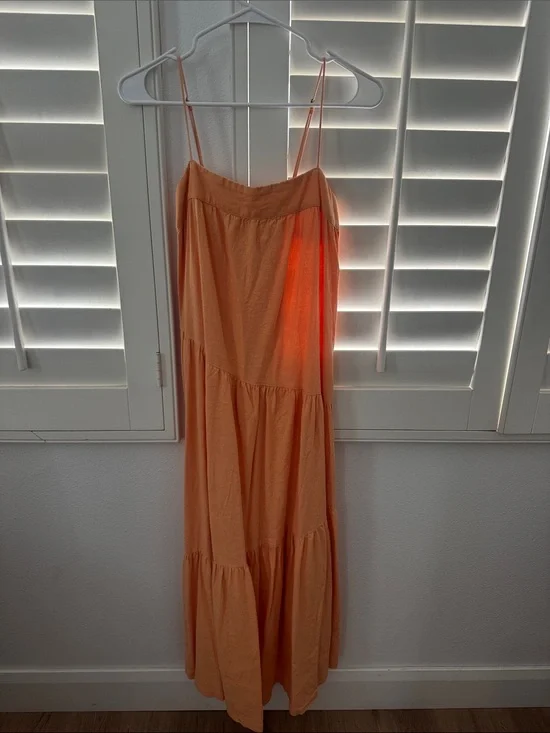 Abercrombie & Fitch Light Peach Elastic-Waist Maxi Skirt