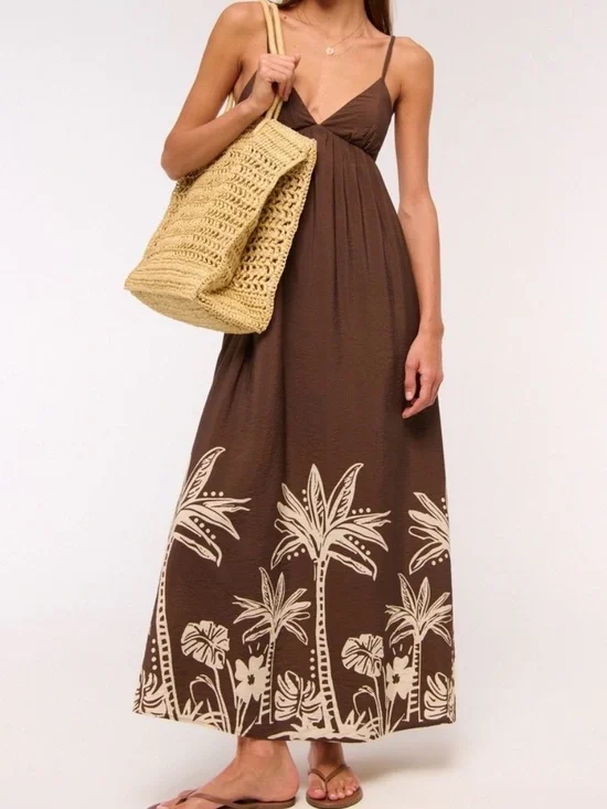 Abercrombie & Fitch Bra Free Brown Maxi Dress