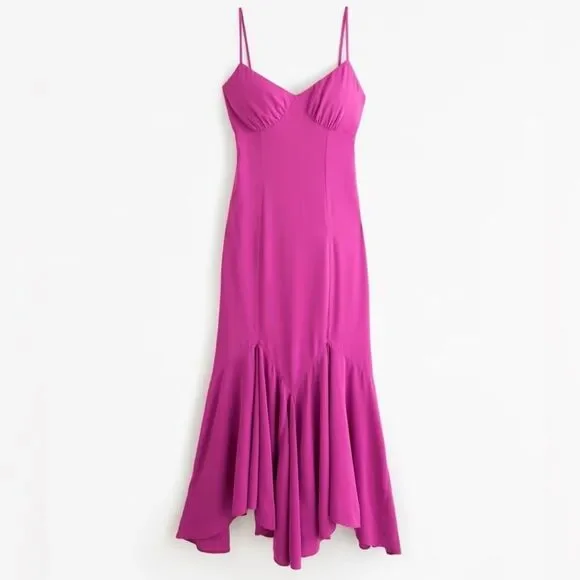 Abercrombie & Fitch Mermaid Slip Maxi Dress Fuchsia Size Small Petite