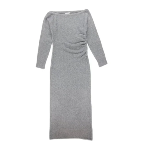 NEW Abercrombie Off-The-Shoulder Boucle Maxi Sweater Dress Clean Girl 90s Y2k LT