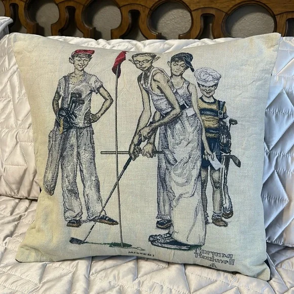 Norman Rockwell Missed Golf Tapestry Panel Pillow Square